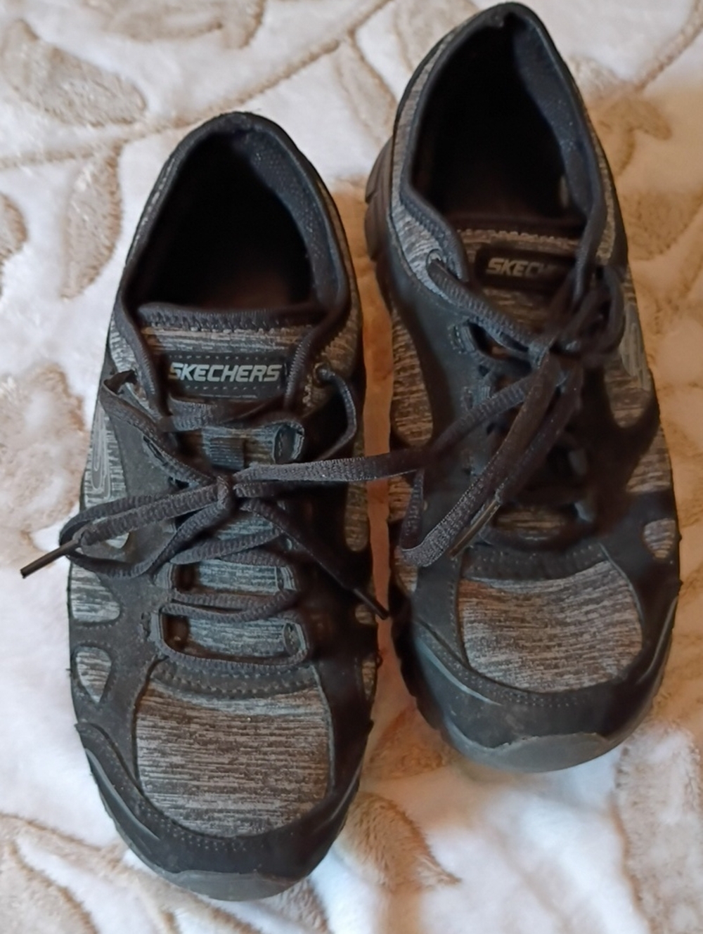Skechers Black and Gray Women's Lace-Up Athletic Shoes